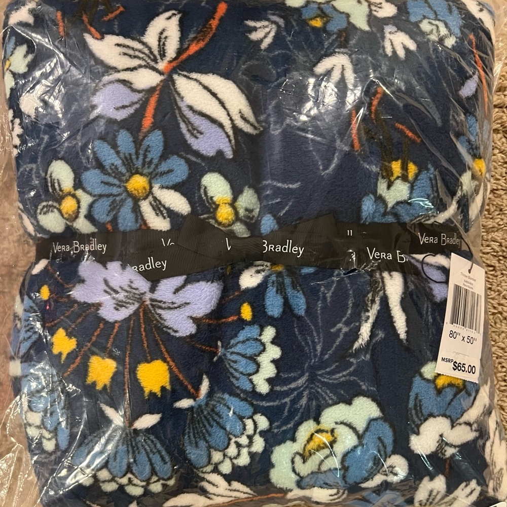 Vera Bradley Floral Bursts Blue Floral Throw Blanket